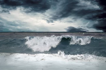 Photo sur Aluminium Orage Vue du paysage marin de tempête