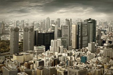 Naklejka premium City view of skyscarpers