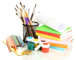 Obraz premium School supplies isolated on white