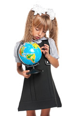 Little girl with globe