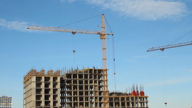 Lifting construction crane. construction site 