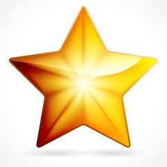 Golden star icon on white background