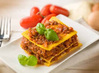 homemade vegetarian lasagne, selective focus