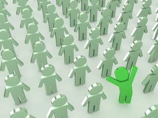 Crowd of puppets. Leader concept.