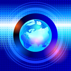 Abstract blue background with globe