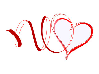 Heart with ribbons. Red design element