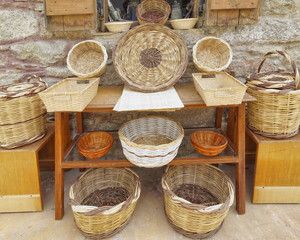 variaety of rattan baskets