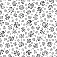 Cercles muraux Fleurs noir et blanc Illustration vectorielle de modèle sans couture avec des roses