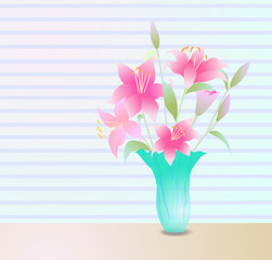 Pink lily flowers background