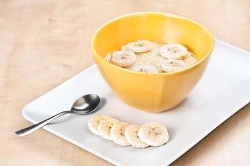 Fresh millet porridge with banana.