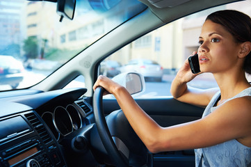 driving phone woman