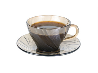 A cup of coffee on a white background