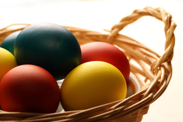 Easter eggs in basket