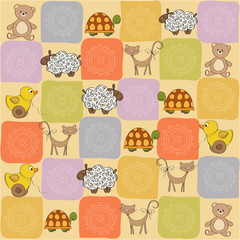 childish seamless pattern with toys