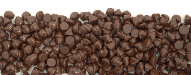 Chocolate chips bottom border isolated