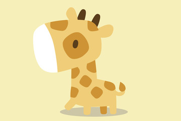 キリンのイラスト　ベージュトーン