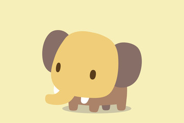 ゾウのイラスト　ベージュトーン