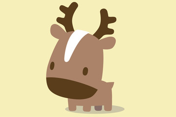シカのイラスト　ベージュトーン