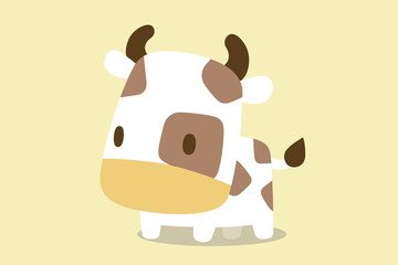 牛のイラスト　ベージュトーン