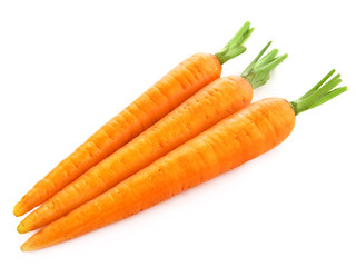 fresh carrots isolated on white background