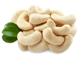 Cashew nuts isolated on white background.
