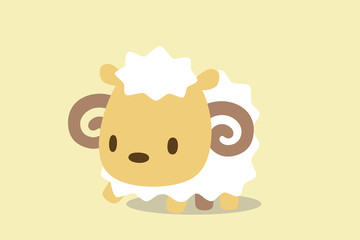 ヒツジのイラスト　ベージュトーン