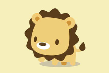 ライオンのイラスト　ベージュトーン