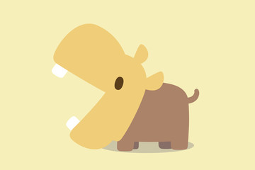 カバのイラスト　ベージュトーン