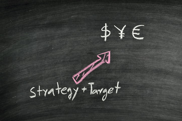strategy,target and money symbol