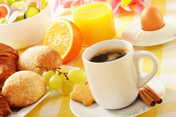 Composition with breakfast on the table