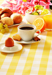 Composition with breakfast on the table
