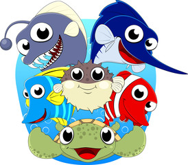 Obraz premium Sea Fish Vector Set series 1