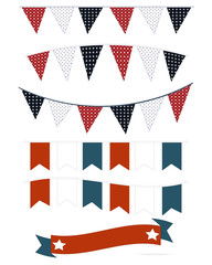 Obraz premium A set of red white and blue flags and bunting
