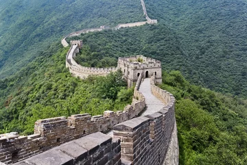Papier Peint photo Lavable Mur chinois Vue magnifique sur la Grande Muraille, Pékin, Chine