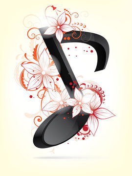 Musical background with notes and floral elements