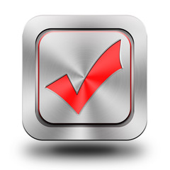 Validation, checked box aluminum glossy icon, button