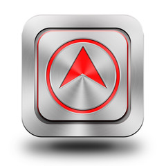 Arrow up aluminum glossy icon, button