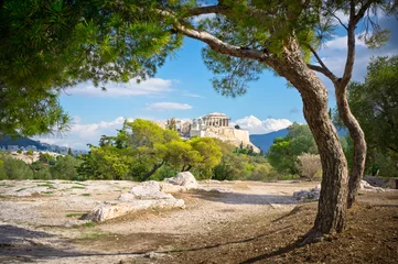 Foto auf Glas Schöne Aussicht auf die antike Akropolis, Athen, Griechenland © MF