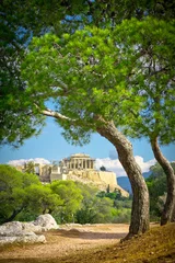 Sierkussen Prachtig uitzicht op de oude Akropolis, Athene, Griekenland © MF