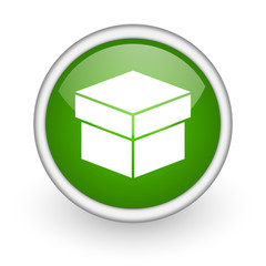 box green circle glossy web icon on white background
