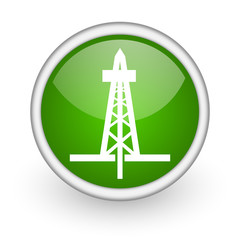 drilling green circle glossy web icon on white background