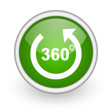 360 degrees panorama green circle glossy web icon