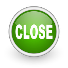 close green circle glossy web icon on white background
