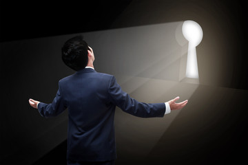 Business man going to exit entrance