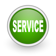 service green circle glossy web icon on white background