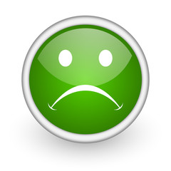 Obraz premium cry green circle glossy web icon on white background