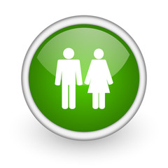 couple green circle glossy web icon on white background
