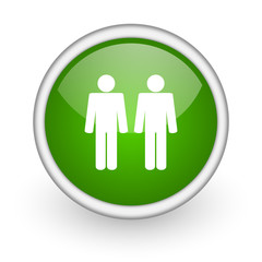 couple green circle glossy web icon on white background