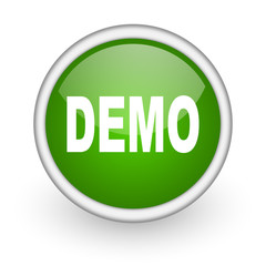 demo green circle glossy web icon on white background