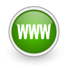 www green circle glossy web icon on white background